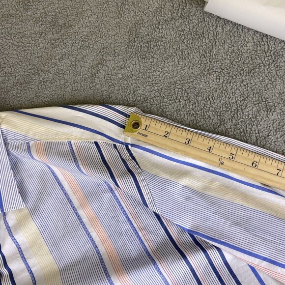 Robert Graham Men's Large Long Sleeve Striped Floral Flip Cuff Button Up Shirt - Picture 13 of 16